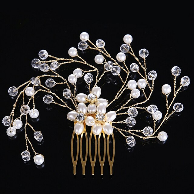  Pearl / Crystal Hair Combs / Headwear with Floral 1pc Wedding / Special Occasion Headpiece