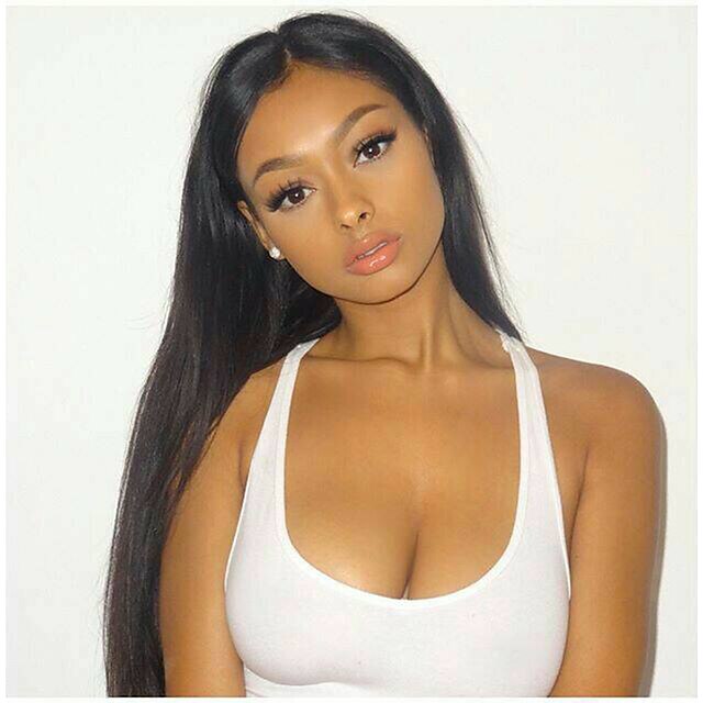  Remy Human Hair Lace Front Wig Middle Part Kardashian style Brazilian Hair Straight Yaki Natural Wig 130% 150% 180% Density with Baby Hair Natural Hairline African American Wig 100% Hand Tied Women's
