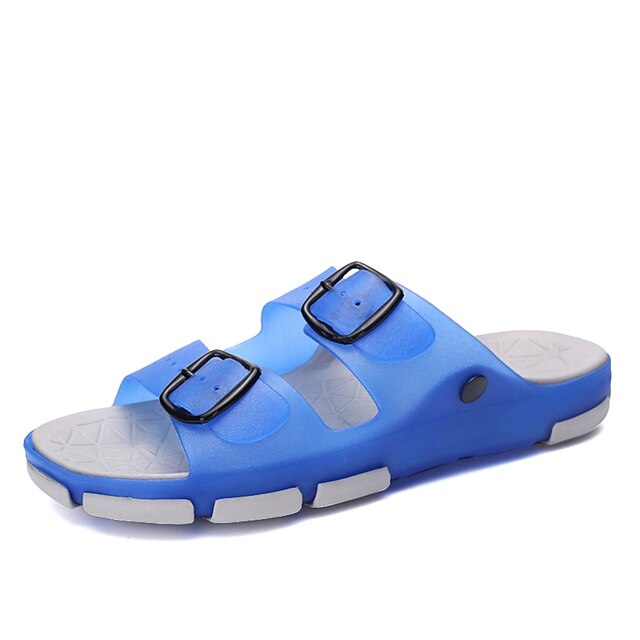  Herr Skor PVC Vår Sommar Höst Komfort Tofflor och flip-flops Promenad Spänne för Casual Utomhus Mörkblå Brun Marinblå