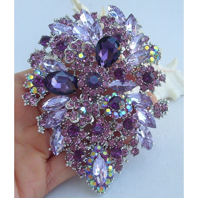  Crystal Brooches Casual Vintage everyday Party Brooch Jewelry Purple For Wedding Party Special Occasion Anniversary Birthday Gift