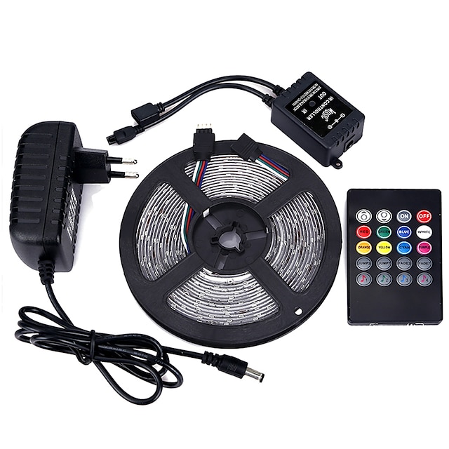  5m Light Sets 300 LEDs 3528 SMD RGB Waterproof / Remote Control / RC / Cuttable 100-240 V / IP65 / Dimmable / Linkable / Suitable for Vehicles / Self-adhesive