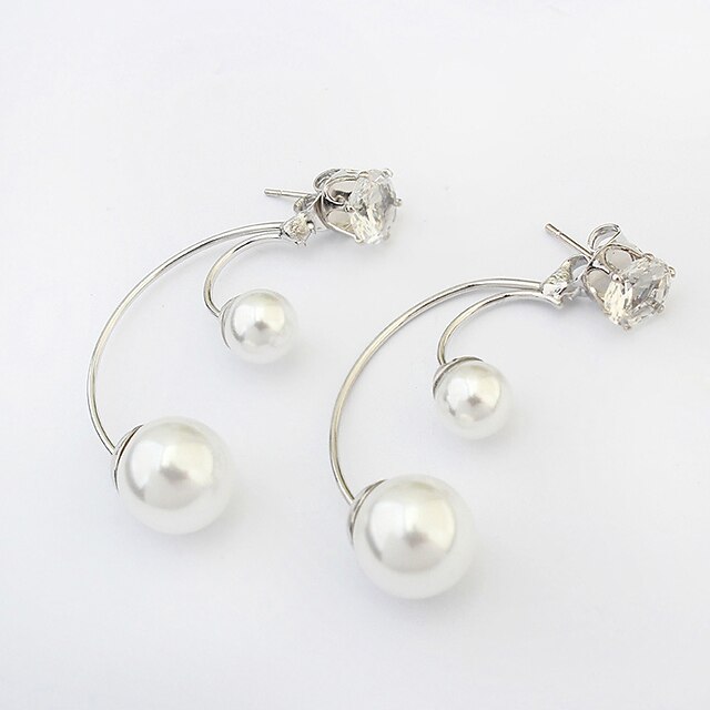  Dame Stangøreringe Perle Imiteret Perle Øreringe Europæisk Mode Smykker Sølv Til