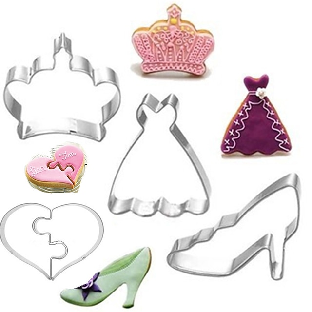  4 stk rustfritt stål queen-serien fondant cookie cutters molds sukker pasta kake