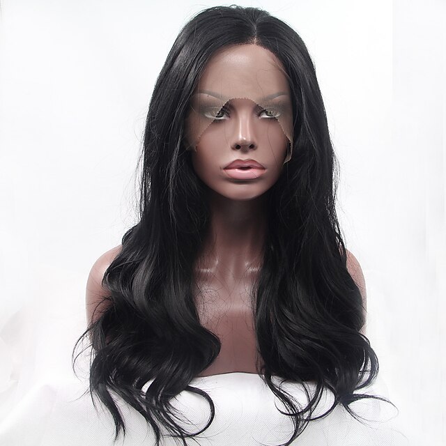  Synthetic Lace Front Wig Body Wave Body Wave Lace Front Wig Natural Black #1B Synthetic Hair Women's Natural Hairline Black
