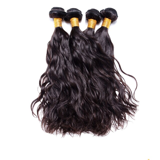  Az emberi haj sző Brazil haj Természetes hullám 4 darab haj sző