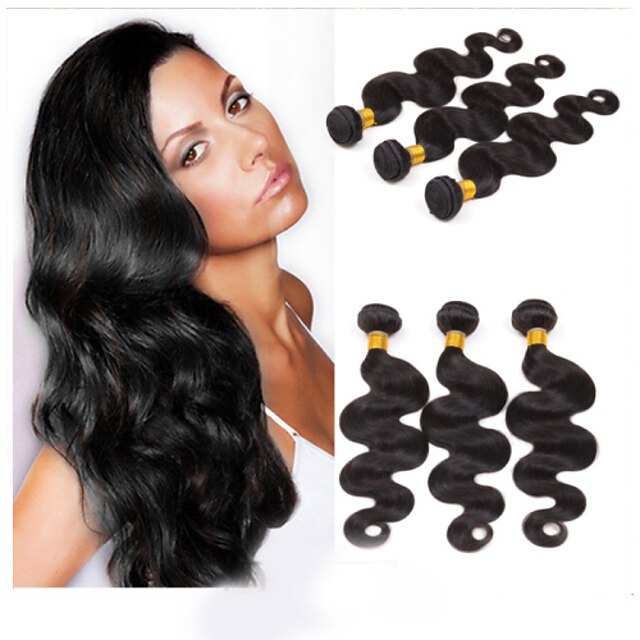  Brazilian Hair Body Wave Virgin Human Hair Natural Color Hair Weaves / Hair Bulk Human Hair Weaves Human Hair Extensions / 10A