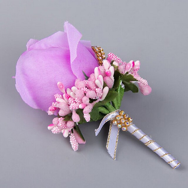  Elegant Rose Wedding/Party Boutonniere with Rhinestone for the Groomsman and Bridesmaid