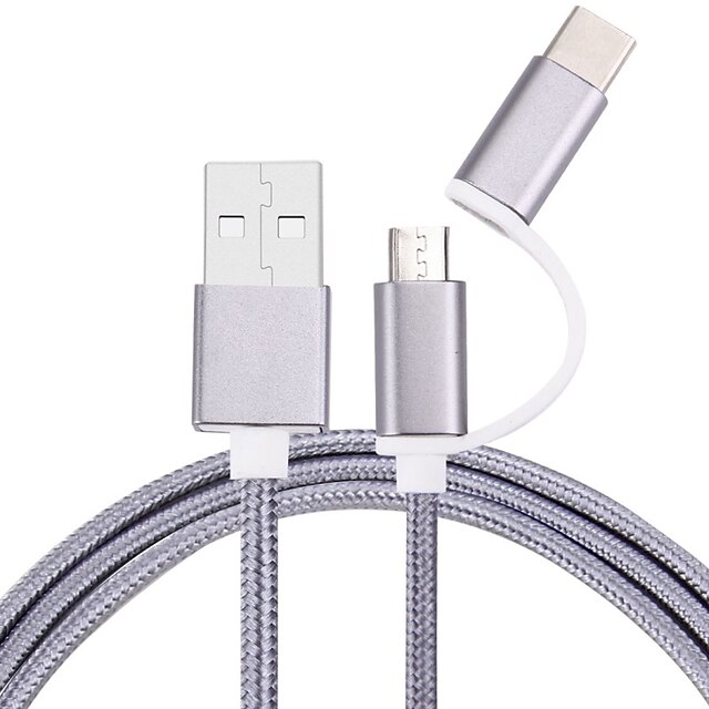  Micro USB 2.0 / USB 2.0 / Type-C Cable <1m / 3ft Braided Nylon USB Cable Adapter For Samsung / Huawei / LG