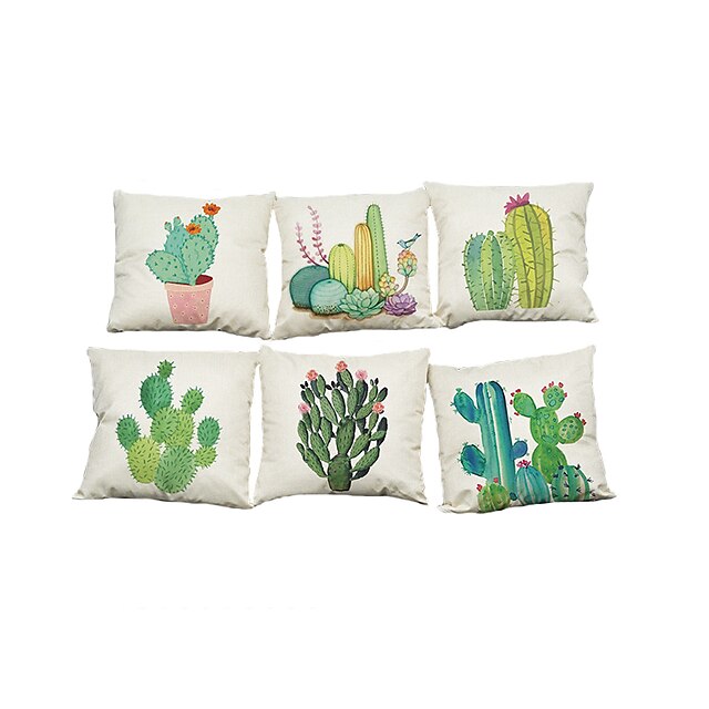  6 PC Lino Funda de almohada, Un Color Con Texturas Tradicional / Clásico Reforzar Estilo playero