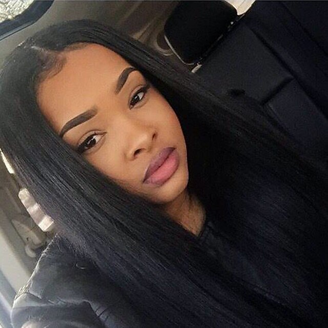  Human Hair Glueless Lace Front Lace Front Wig Kardashian style Brazilian Hair Straight Natural Black Wig 130% Density with Baby Hair Natural Hairline African American Wig 100% Hand Tied Women's Short