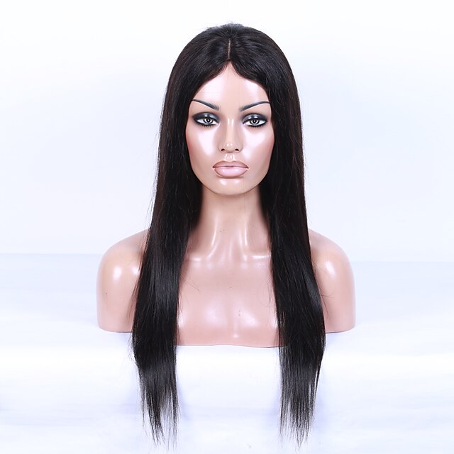  Human Hair Lace Front Wig Straight Yaki 130% Density 100% Hand Tied African American Wig Natural Hairline Short Medium Long Women's Human