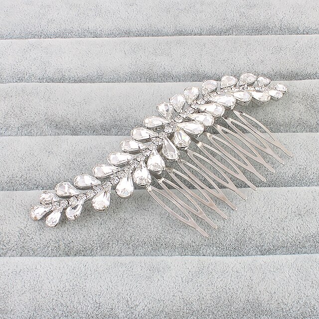  Crystal Hair Combs Headwear with Floral 1pc Wedding Special Occasion Headpiece