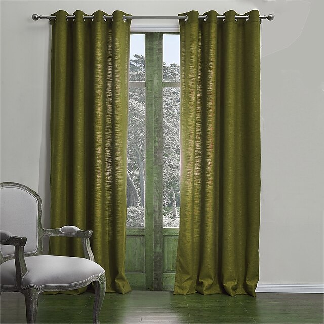  Curtains Drapes Living Room Solid Colored Poly / Cotton Blend