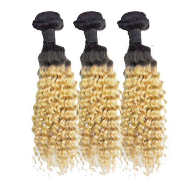  3pcs lot 12 26 raw brazilian virgin hair deep wave human hair extensions two tone color 1b 27 curl hair weaves