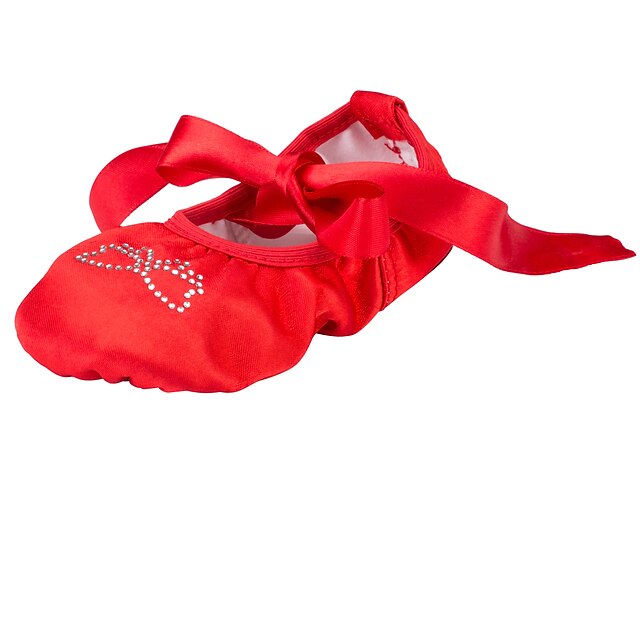  Sapatilhas de Balé Tecido Sapatilha Pedrarias Sem Salto Não Personalizável Sapatos de Dança Vermelho / Interior