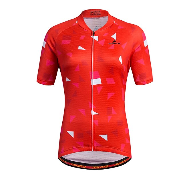  Miloto Women's Short Sleeve Cycling Jersey Stripes Plus Size Bike Shirt Sweatshirt Jersey Mountain Bike MTB Road Bike Cycling Breathable Quick Dry Reflective Strips Sports 100% Polyester Clothing