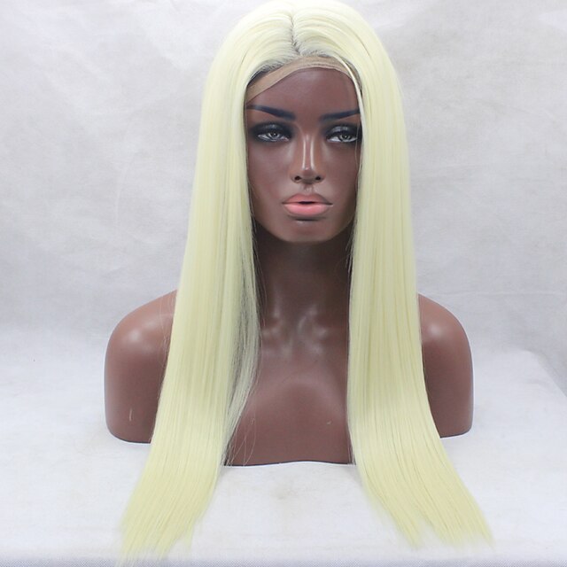  Synthetic Lace Front Wig Straight Straight Lace Front Wig Blonde Bleach Blonde#613 Synthetic Hair Women's Natural Hairline Blonde