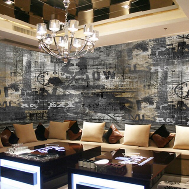  Large Wallpaper Mural Black Vintage Old Cafe Bar TV Background Wallcoving 448×280cm