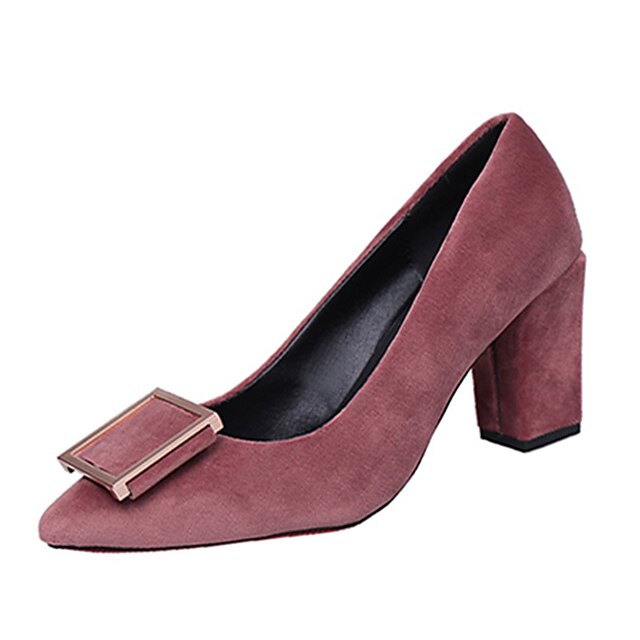  Femme Chaussures à Talons Confort Velours Printemps Décontracté Marche Creuse Gros Talon Block Heel Noir Rose Vert foncé 7,5 à 9,5 cm