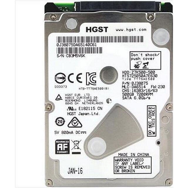  HGST Ноутбук / ноутбук Жесткий диск 500GB HTS725050A7E630