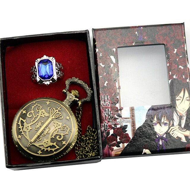  Clock / Watch Cosplay Accessories Inspired by Black Butler Ciel Phantomhive Anime Cosplay Accessories Clock Watch Ring Alloy Men's Halloween Costumes