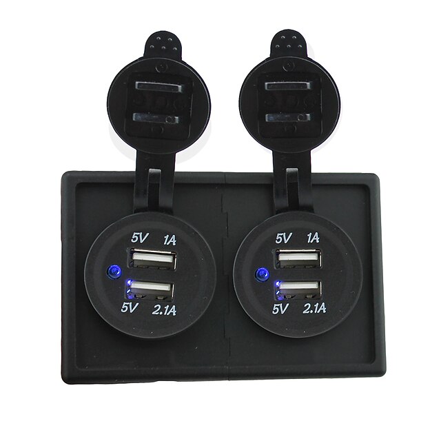  12v / 24v presa usb 2pcs 3.1a con pannello porta alloggiamento per barca auto camion rv