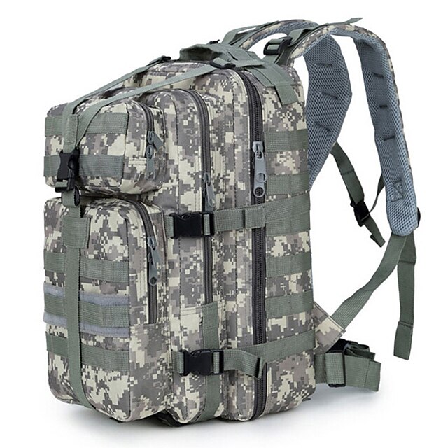  30 L Wanderrucksack Wandern Tagesrucksäcke Militärischer taktischer Rucksack Kompakt Außen Camping & Wandern Reisen Schule Segeltuch Drei Sand-Farbe Digitale Wüste Python Schwarz