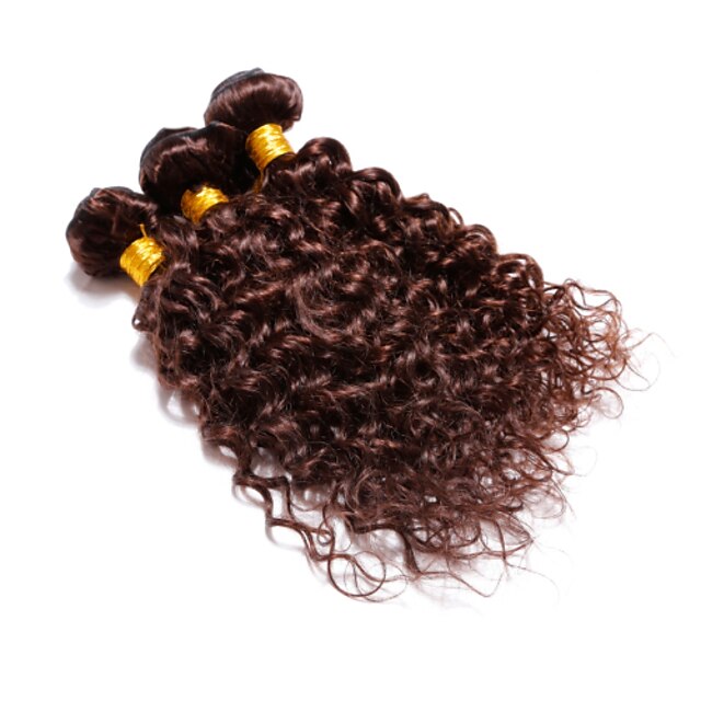  4 Bundles Brazilian Hair Wavy Human Hair Natural Color Hair Weaves / Hair Bulk Human Hair Weaves Human Hair Extensions / 8A