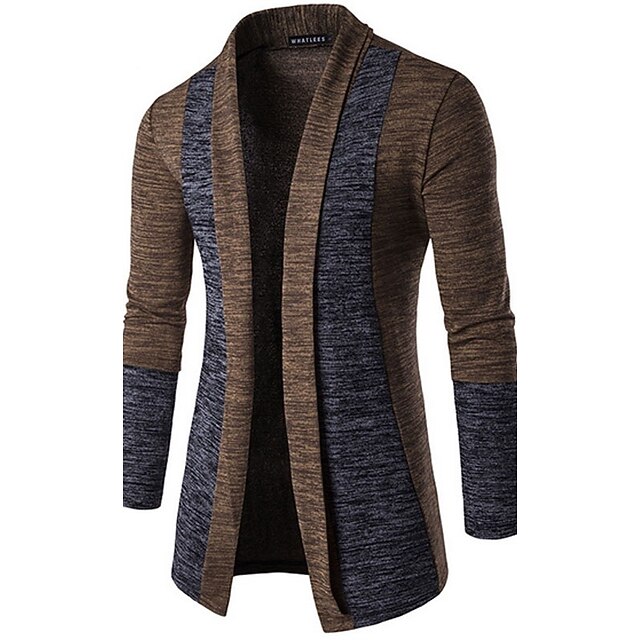 Men's Sweater Cardigan Knit Regular Solid Colored V Neck Daily Weekend Clothing Apparel Winter Spring Dark Gray Brown M L XL2