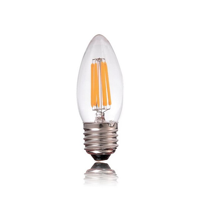  2 W LED-kaarslampen 150-200 lm E26 / E27 C35 4 LED-kralen COB Decoratief Warm wit 220-240 V / 1 stuks