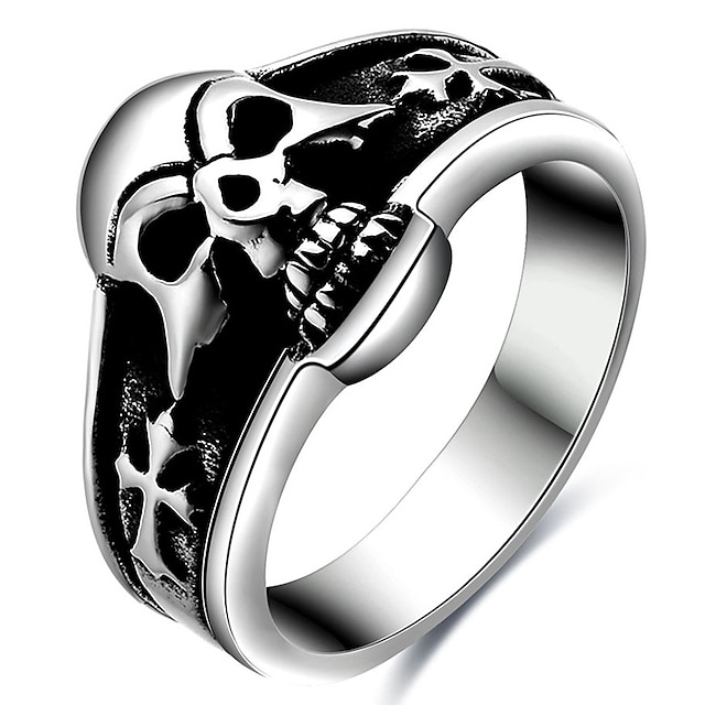  Hombre Anillo de declaración Anillo anillo del pulgar Plata Titanio Acero damas Moda Fiesta Halloween Joyas