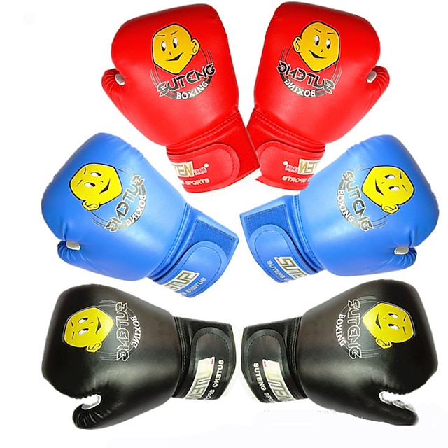  Luvas para Treino de Box Luvas de MMA Luvas de Box Para Boxe Mixed Martial Arts (MMA) Dedo Total Respirável Vestível Treinamento PU Crianças Vermelho Azul / branco Azul / Inverno