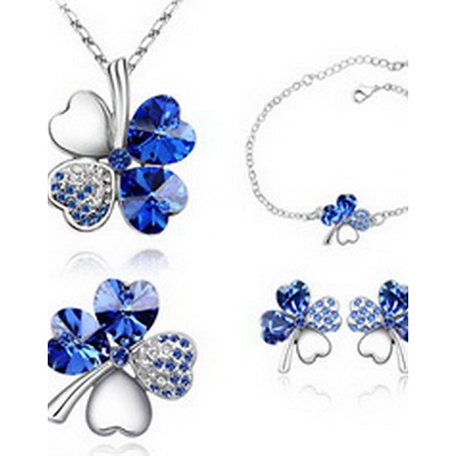  Women's Jewelry Set Crystal Love Austria Crystal Alloy 1 Necklace 1 Pair of Earrings 1 Bracelet For Party Wedding Gifts