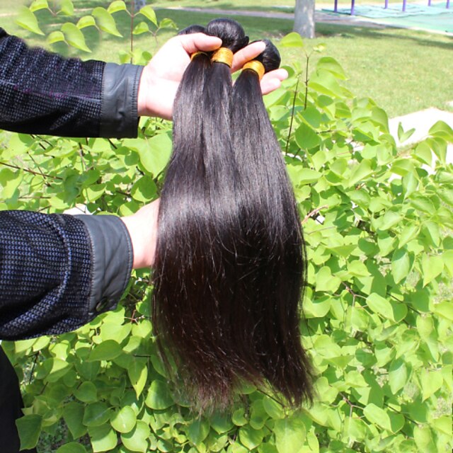  Cabelo Humano Ondulado Cabelo Peruviano Retas 12 meses 3 Peças tece cabelo