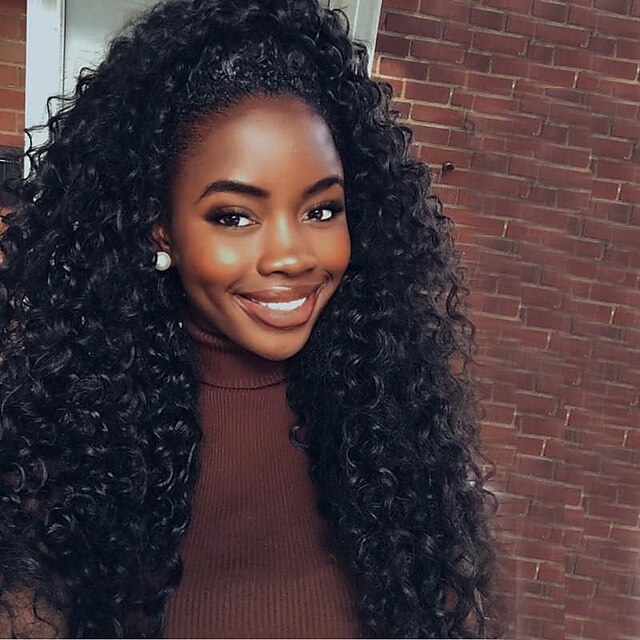  Cabelo Humano Renda Frontal sem Cola Frente de Malha Peruca estilo Cabelo Brasileiro 360 Frontal Ondulação Larga Peruca 180% Densidade do Cabelo com o cabelo do bebê Riscas Naturais Peruca Afro