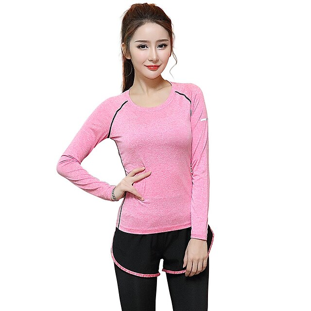  Women's Running Shirt Long Sleeve Modal Breathable Quick Dry Yoga Fitness Gym Workout Workout Exercise Sportswear Tee Tshirt Top Purple Light Green Fuchsia Gray Activewear High Elasticity