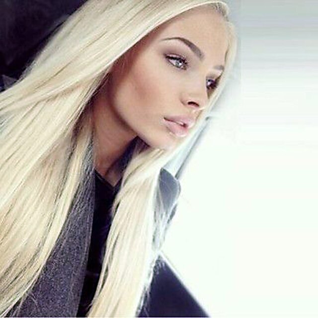  Blond peruki dla kobiet syntetyczna koronka przodu peruka prosto kardashian prosto koronkowa peruka przodu blond długie jasne blond włosy syntetyczne damska naturalna linia włosów część środkowa blond