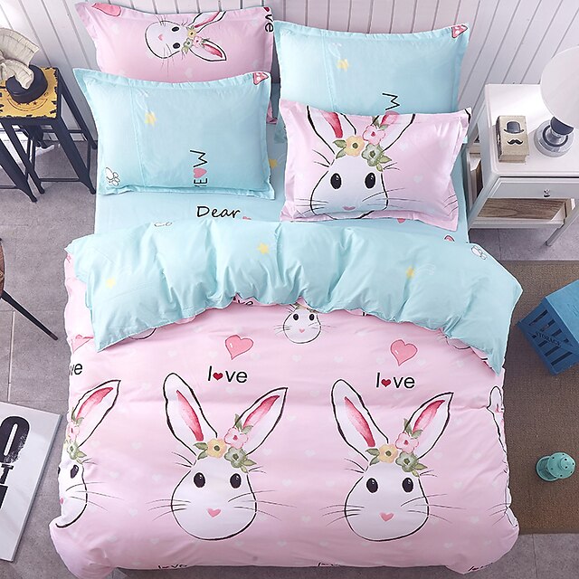  Duvet Cover Sets Animal 4 Piece Poly/Cotton Reactive Print Poly/Cotton 4pcs (1 Duvet Cover, 1 Flat Sheet, 2 Shams) (If Twin size, only 1
