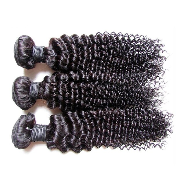  Cabelo Natural Remy Extensão de Cabelo Humano Natural Encaracolado / Kinky Curly Cabelo Brasileiro 300 g Mais de 1 ano