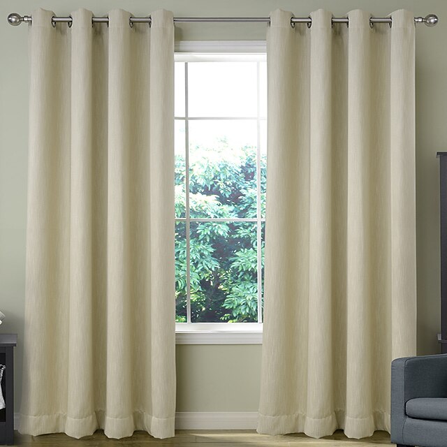  Blackout Curtains Drapes Living Room Solid Colored / Stripe Poly / Cotton Blend Jacquard