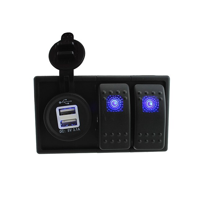  dc 12v / 24v LED-Digital-3.1a Dual USB Ladesteckdose mit Kippschalter Prüfkabeln und Gehäusehalter