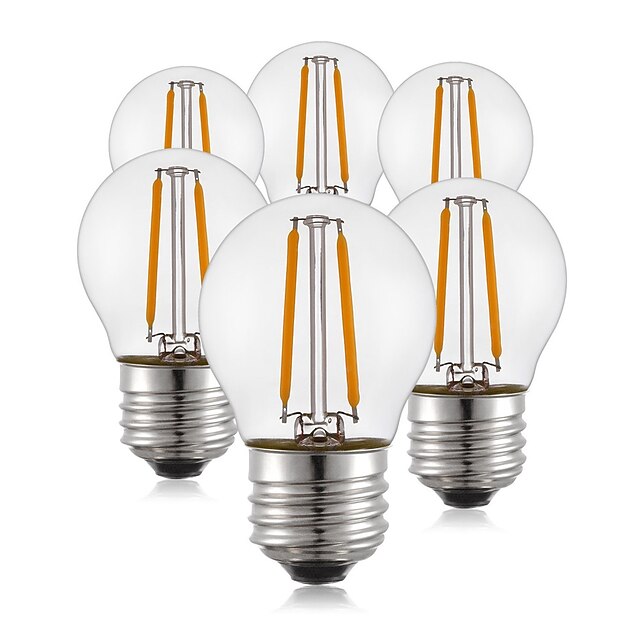  6pcs 2 W LED Filament Bulbs 190 lm E26 / E27 G45 2 LED Beads COB Decorative Warm White 220-240 V / 6 pcs / RoHS / CE Certified