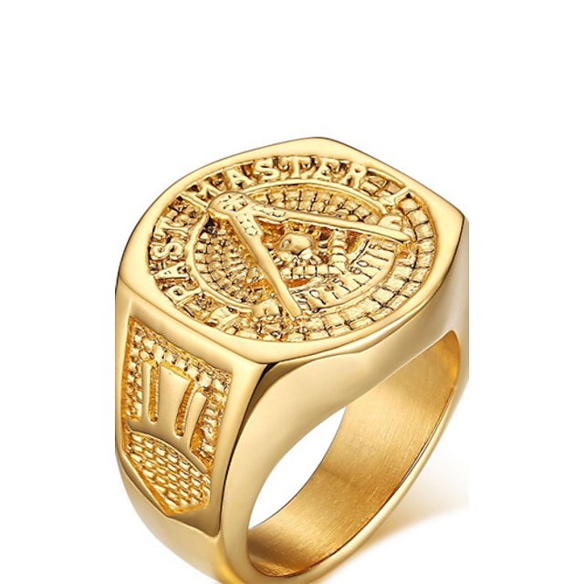  Statement Ring Golden Gold Plated Yellow Gold Love family crest Ladies Personalized Vintage Style 9 10 11 12 / Men's / Men's