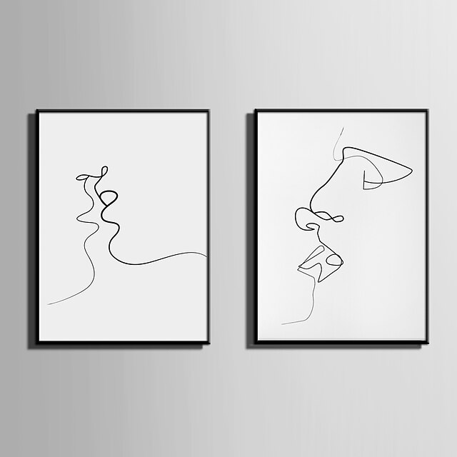  Lienzo enmarcado Conjunto enmarcado Abstracto Personas Arte de la pared, PVC Material con Marco Decoración hogareña marco del art Sala de