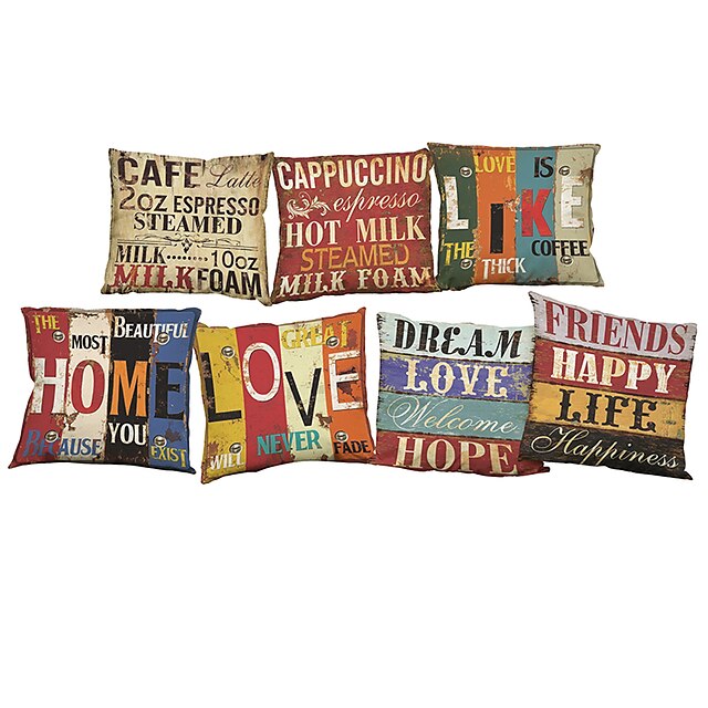  7 pcs Linen Pillow Cover Pillow Case, Solid Colored Novelty Textured Casual Modern Contemporary Office / Business