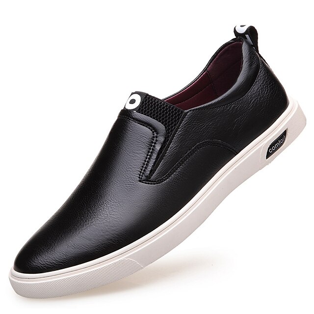  Homens Mocassins e Slip-Ons Sapatos de couro Loafers de conforto Sapatos Confortáveis Casual Festas & Noite Ao ar livre Couro Prova-de-Água Respirabilidade Anti-Estático Preto Primavera Outono