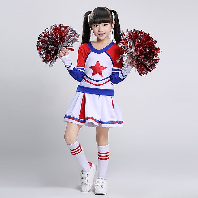  Fantasias para Cheerleader / Fantasia de Dança Roupa Espetáculo Algodão Recortes Manga Longa Natural Blusa / Saia