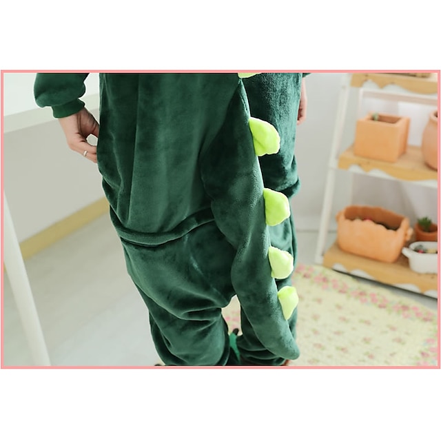 Toys & Hobbies Cosplay & Costumes | Adults Kigurumi Pajamas Dragon Dinosaur Onesie Pajamas Coral fleece Green Cosplay For Men an