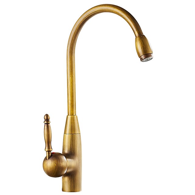  Kökskran - Singel Handtag Ett hål Antik koppar standard Pip Kärl Antik Kitchen Taps