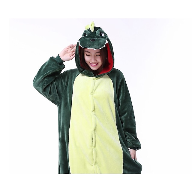 Toys & Hobbies Cosplay & Costumes | Adults Kigurumi Pajamas Dragon Dinosaur Onesie Pajamas Coral fleece Green Cosplay For Men an